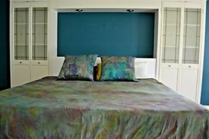 NEW tie dye dyed bedding Blue green grey gray Purple King Queen DUVET Cover - Picture 1 of 1