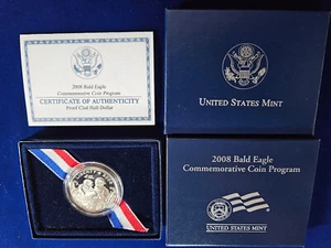🌟 2008-S Bald Eagle Commemorative Clad Half-Dollar PROOF BU Coin w/OGP - Picture 1 of 3