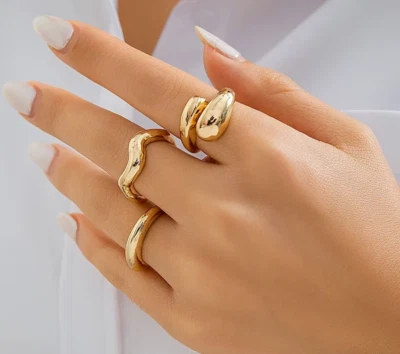 Beautiful Set Of 3 Rings Gold Tone Ring Set - Image 1 of 2