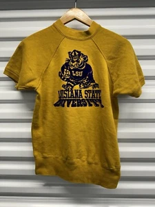 Vintage 60s LSU Tigers Football Sweatshirt Flock Short Sleeve Artex NOS? - Bild 1 von 8