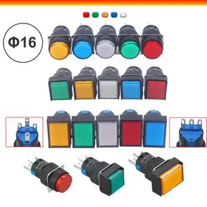 YIJIA LA16 Interruptor de botón momentáneo Luz LED ENCENDIDO APAGADO 12V 24V 220V AC/DC - Imagen 1 de 25