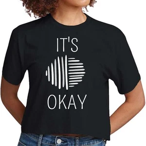 Damen Cropped Grafik T-Shirt - Say it Soul - es ist okay - grau-weiß - Bild 1 von 36