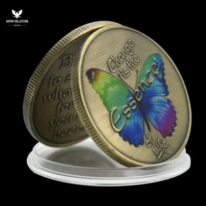 Animal Coloried Butterfly Copper Coin Symbols Change Is The Essence of Life - Picture 1 of 9