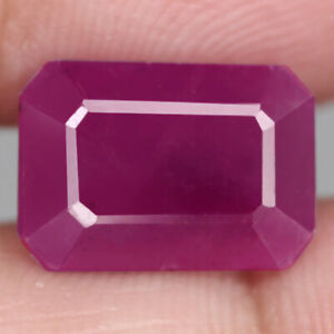 6.49Ct. Untreated Natural Emerald Cut Pinkish Red Ruby Mozambique