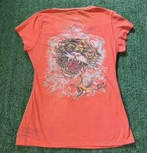 Vintage Y2k Ed Hardy Shirt Love Life Tee Rose Tiger Christian Audigier XL Rare - Picture 1 of 9