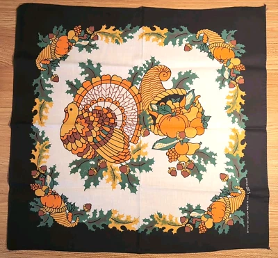 Pañuelo Bandana 21" Pavo Cornucopia Acción de Gracias B16 Vintage NUEVO COMO NUEVO Años 90 Foto 1 de 4