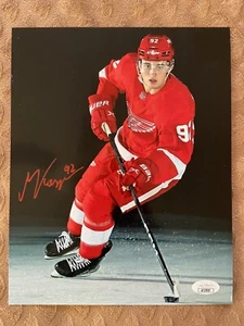 Marco Kasper AUTO SIGNED IN RED 8x10 Detroit Red Wings Hockey Photo- JSA COA - Picture 1 of 3