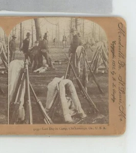 Letzter Tag im Camp Chickamauga GA Georgia Keystone Stereoview  - Bild 1 von 2