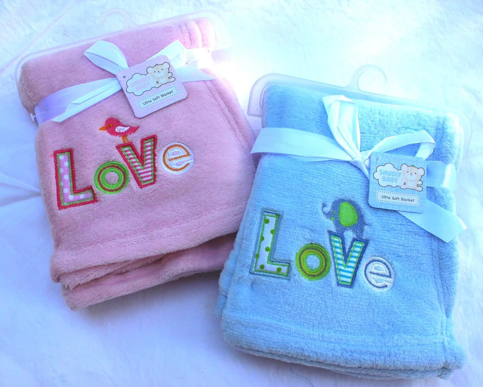全新 SNUGLY BABY 超柔软绒毛毯 30 英寸 x 40 英寸 蓝色大象或粉红色小鸟 — 第 1/1 张图片