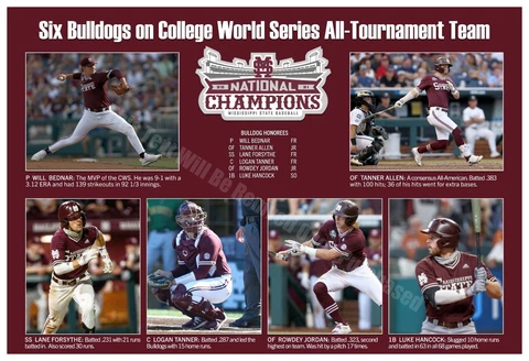 SIX MISSISSIPPI STATE PLAYERS ON ALL-CWS TEAM 19”x13” COMMEMORATIVE POSTER Cover