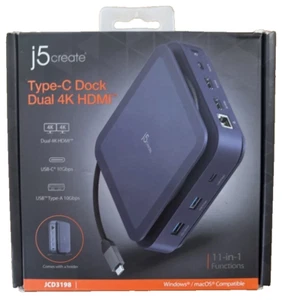 j5create Type-C Dock Dual 4K HDMI (JCD3198-3A) - Black... FREE S&H! - Picture 1 of 1