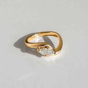 14k Yellow Gold Lab Grown Diamond IGI Certified Wedding Ring 1Ct Marquise Cut - Picture 1 of 8