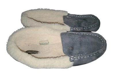 NAUTICA MUJER GRIS IMITACIÓN PIEL FORRADA MOCASÍN RONA ZAPATILLAS TALLA 8 Foto 1 de 4