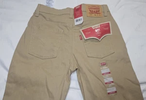 Levi's 511 Slim Fit Performance Jeans Size 14 Reg 27x29 Boys khaki tan New NWT - Picture 1 of 12