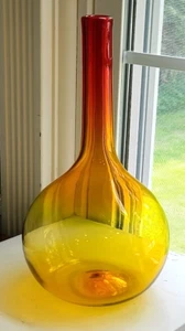 Vaso decanter amberina mandarino in vetro Blenko #713 MCM 11,5” alto - Foto 1 di 3