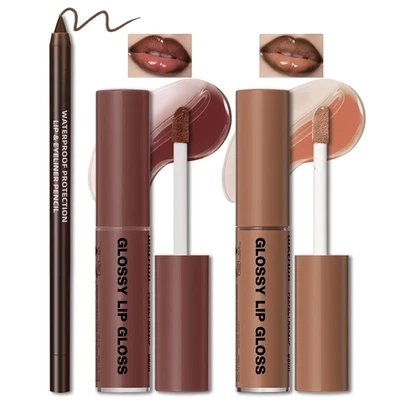 2 Colors Nourishing Lip Gloss Hydration Non-Sticky Plumping Lip Kit for Women, N - Image 1 of 4