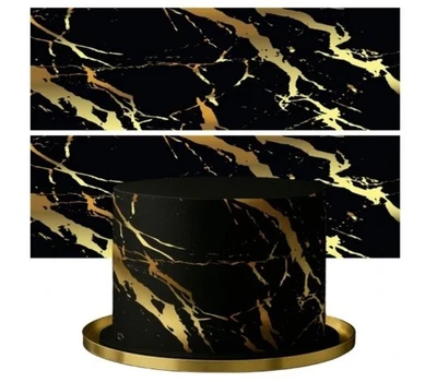 Essbarer Tortenband MARMOR Schwarz Gold Tortenrand Zuckerpapier Tortendeko Cake - Bild 1 von 4
