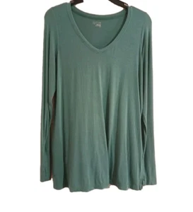 Aerie Offline T-Shirt Long Sleeve Size Small Green Soft Solid Top Shirt Tee - Picture 1 of 3