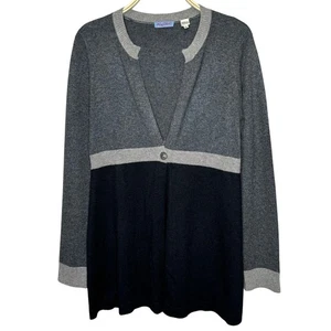 Acrobat Women Cardigan Sweater Large Grey Black Silk Cashmere Soft Cozy Layering - Picture 1 of 11