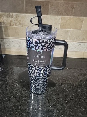 Botella de agua Wellness 40 OZ con estampado de leopardo de acero inoxidable  Foto 1 de 4