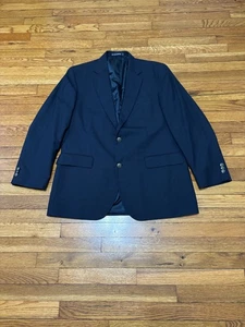Dockers Men's Blazer Jacket Size 42L Blue Solid Poly Wool 2 Button Sport Coat - Picture 1 of 6
