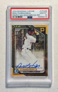 2024 Bowman Chrome Bralyn Brazoban Gold 1st Auto /50 Mini Diamond PSA 10 - Bild 1 von 2