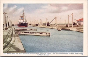 Postal de barco de vapor AMERICAN-HAWAIAN LINE "S.S. HONOLULAN" Canal de Panamá SIN USAR - Imagen 1 de 2