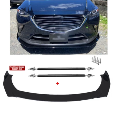 For Mazda CX-3 CX-5 CX-7 Front Bumper Splitter Spoiler Chin Body Kit +Strut Rods Foto 1 de 4