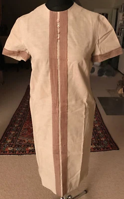 Vestido Vintage Estilo Nórdico Beige con Lila Manga Corta Talla 42 Foto 1 de 4