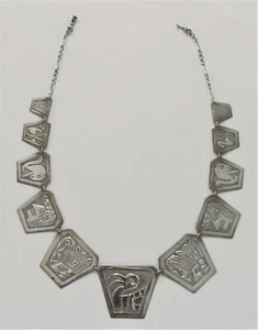Vintage Sterling Silber .925 Peruanischer Stamm Halskette Herstellermarke AO - Bild 1 von 8