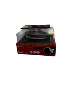 NWT Glitter Robert Stanley Glass Red Record Player Christmas Tree Ornament - Picture 1 of 10