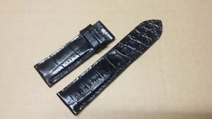 24mm/24mm Black Alligator Crocodile Embossed Leather Watch Strap Band - Picture 1 of 4