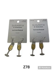 SUGARFIX Champagne Glass Drop Gold Earrings NYE Fashion Women - 2 For 12 - Picture 1 of 1