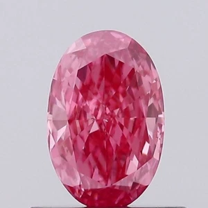 0.54 Cts Fancy Vivid Pink Color VS2 Lab Grown OVAL Cut IGI Certified CVD Diamond - Picture 1 of 12