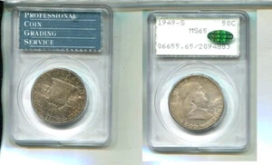 1949 S FRANKLIN SILVER HALF DOLLAR PCGS MS65 RATTLER CAC 8231S - Picture 1 of 1