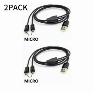 2PACK 1m 3ft Dual Micro USB Splitter Cable Power 2 Micro USB Devices At Once - Picture 1 of 9
