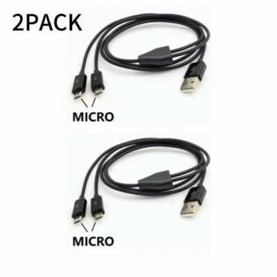 2PACK 1m 3ft Dual Micro USB Splitter Cable Power 2 Micro USB Devices At Once - Image 1 of 4