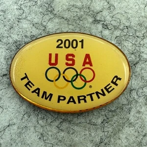 2001 USA Olympic Games Team Partner Lapel Tac Pin Sponsor Badge Olympic Rings - Picture 1 of 3