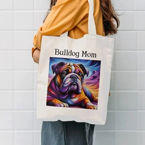 Borsa tote per generi alimentari riutilizzabile in tela. Bulldog - Foto 1 di 5