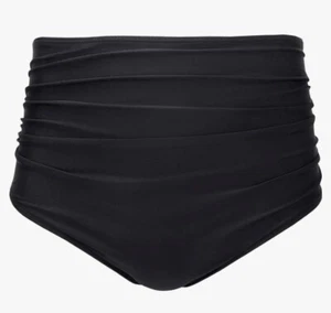 Tempt Me Women's Bikini Bottom Size XXL High Waisted Retro Ruched Black 2XL Plus - Picture 1 of 6
