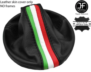 BLACK STITCH ITALIAN FLAG TOP GRAIN LEATHER GEAR BOOT FITS FIAT 500 2007-2016 - Picture 1 of 3