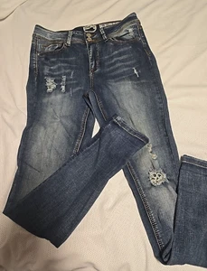 Indigo Rein Ankle Jeans Womens Size 11 Distressed Destroyed - Picture 1 of 9