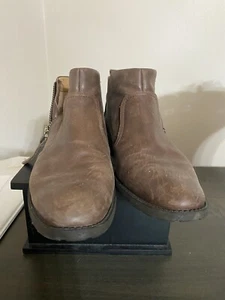 UGG Aureo II Chestnut Brown Leather Waterproof Ankle Booties Boots Size 8.5 - Picture 1 of 4