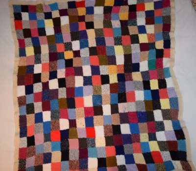 Textile Art Patchwork Wolldecke Hommage à PAUL KLEE 130x120 Wandbehang bedcover - Bild 1 von 4