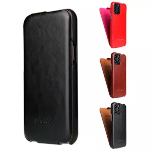 Vertical Flip Case PU Leather Puoch Cover for iPhone 16e/15/14/13/12/11 XR SE 8 - Picture 1 of 25