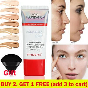 PHOERA Matte Liquid Skin Foundation Full Coverage Long Lasting Light Face AU - Picture 1 of 20