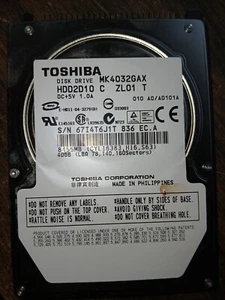2.5'' 40gb Toshiba disk drive MK4032GAX HDD2D10 - Picture 1 of 1