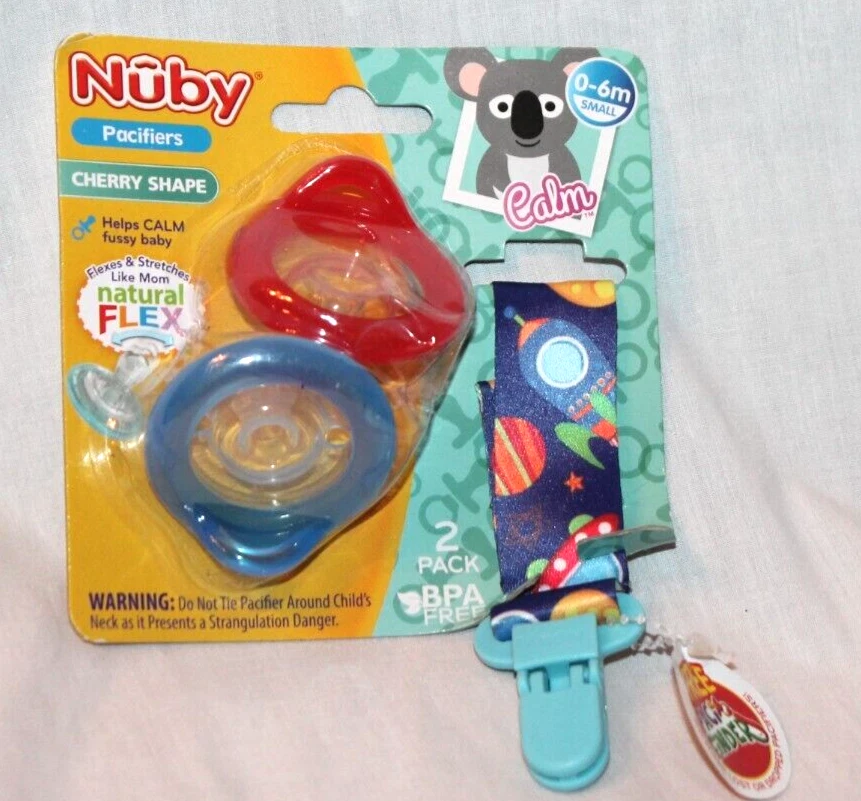 全新 带包装 2 件套 NUBY PACIFIERS 0-6 MONHTS 不含双酚 A — 第 1/1 张图片