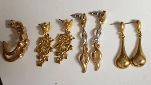Lot Of Goldtone Earrings - Picture 1 of 7