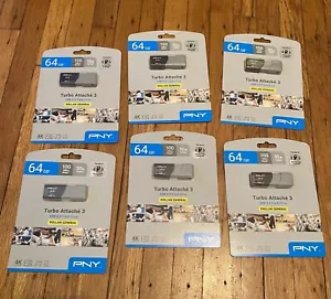 PNY 64GB USB 3.2 Flash Drive 4K Ultra HD Turbo Attaché Bundle Of 6 New - Picture 1 of 2